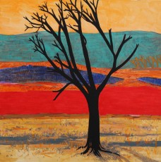 Tree in Landscape, 51cm x 51cm, acrylic on canvas, 2017